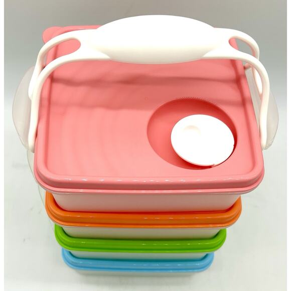 Tupperware CrystalWave Goody Box Set Vented W/ Handle Set Of 4 Never Used - Picture 10 of 14